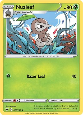 Nuzleaf 11/185 - SWSH04 Vivid Voltage
