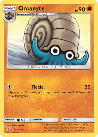 Omanyte 75/181 - SM  Team Up Reverse Holofoil