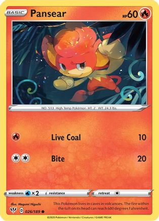 Pansear 26/189 - SWSH03 Darkness Ablaze
