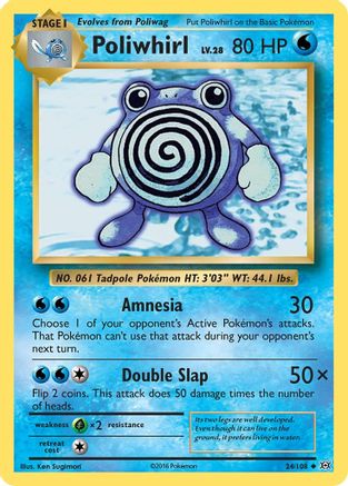 Poliwhirl 24/108 - XY  Evolutions Reverse Holofoil