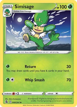 Simisage 8/264 - SWSH08 Fusion Strike Reverse Holofoil
