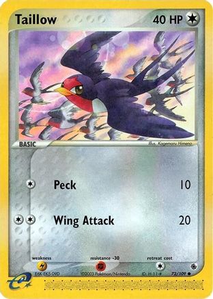Taillow 72/109 - Ruby & Sapphire Reverse Holofoil